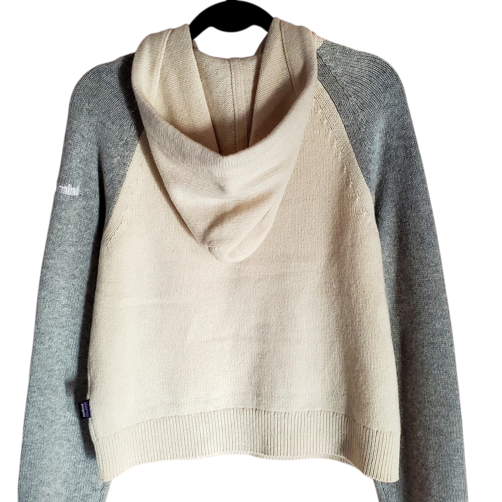 Patagonia Women's Wool Blend Hooded Pullover M Sweater Cream&Gray NEW Orig 169. - Picture 9 of 15